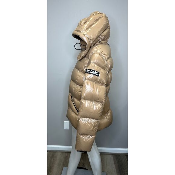 MADALYN lustrous light down jacket with hood for ladies in Camel Size XL $950 - Picture 7 of 12